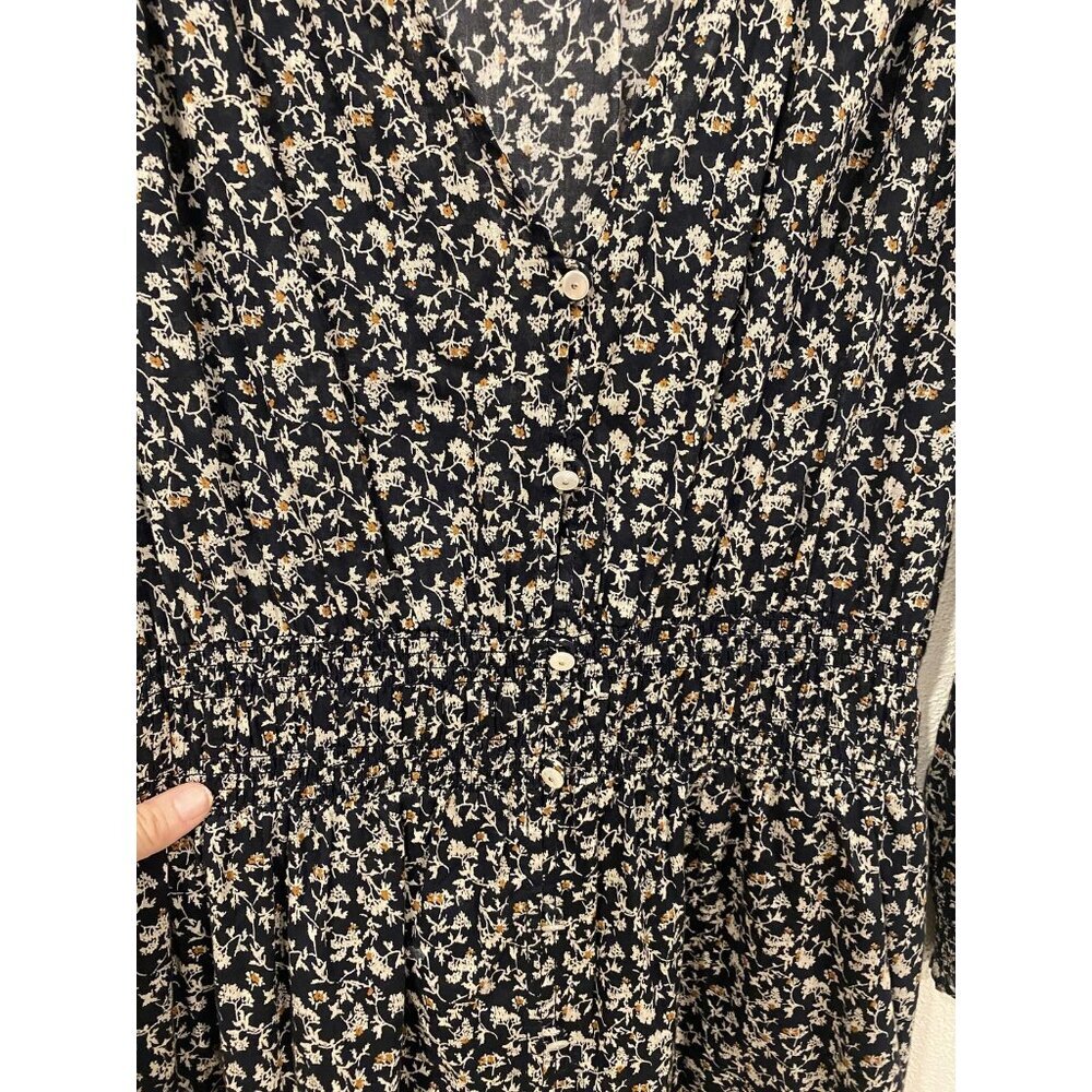 Veronica Beard Dress Womens 4 Floral Long Sleeve Smocked Waist Button Up - Picture 4 of 6